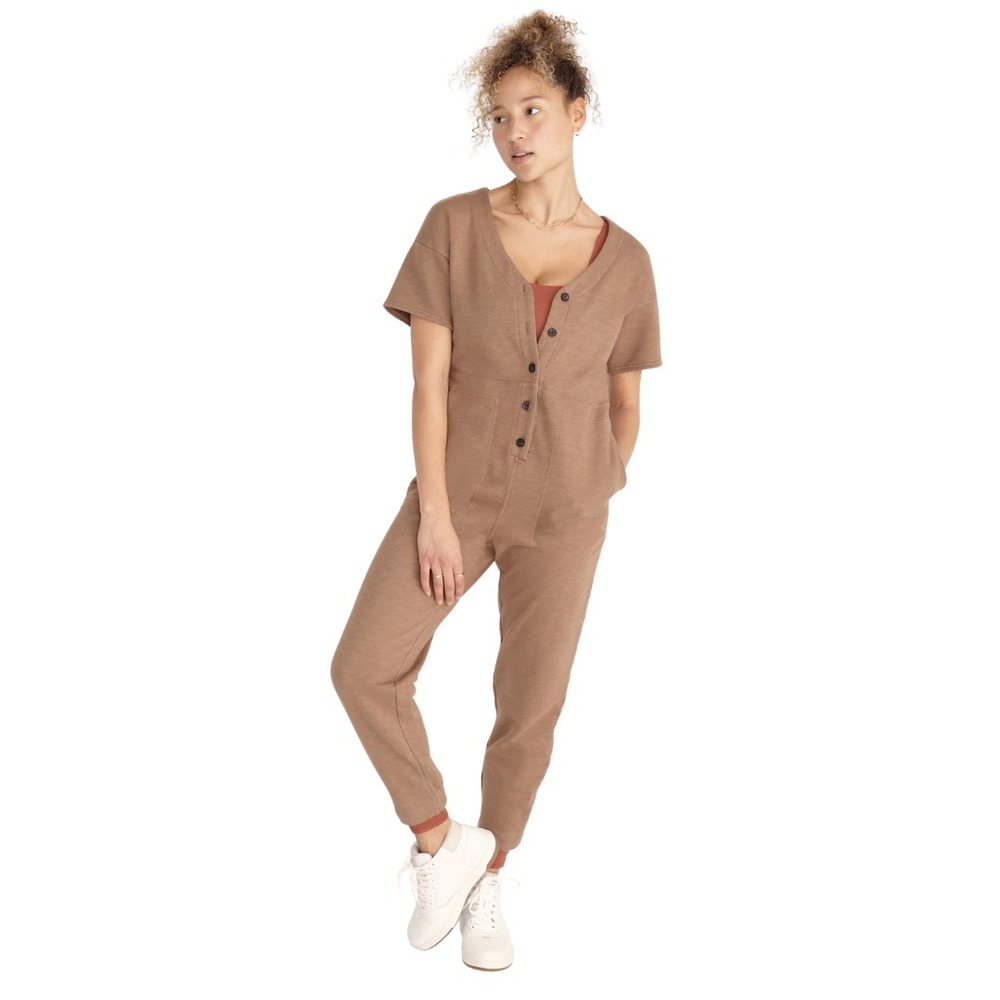 Madewell‎ MWL Jumpsuit Womens Small Short Sleeve Coverall Cotton French Terry